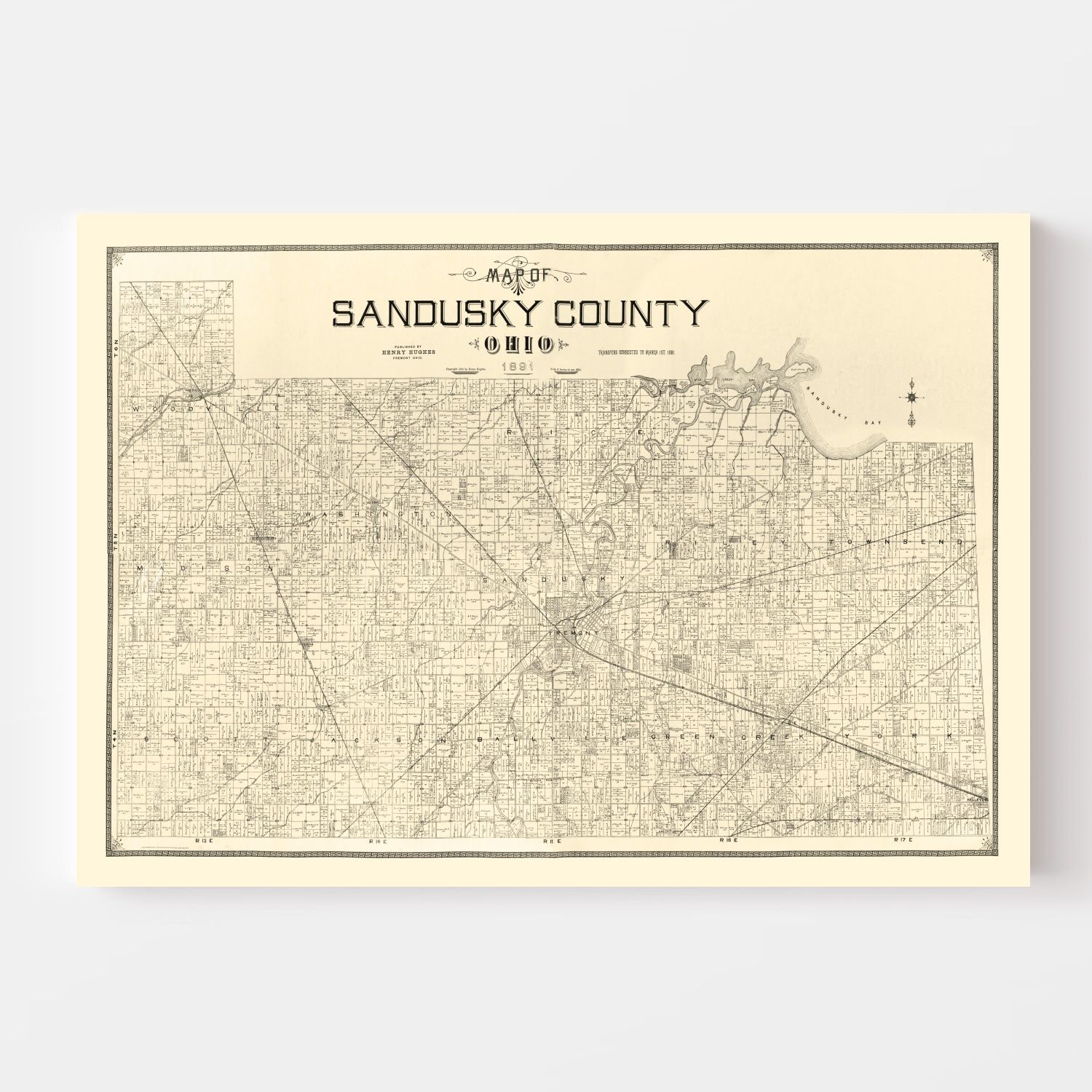 Vintage Map of Sandusky County, Ohio 1891