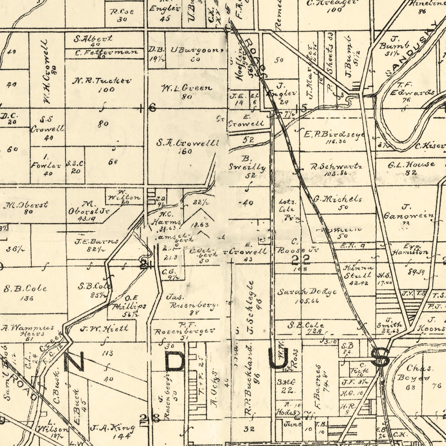 Vintage Map of Sandusky County, Ohio 1891