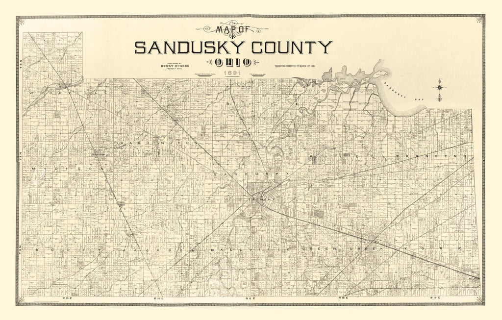 Vintage Map of Sandusky County, Ohio 1891