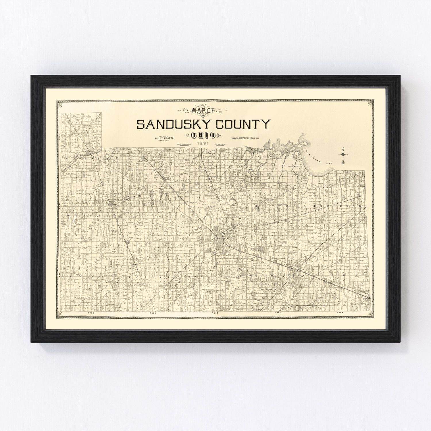 Vintage Map of Sandusky County, Ohio 1891