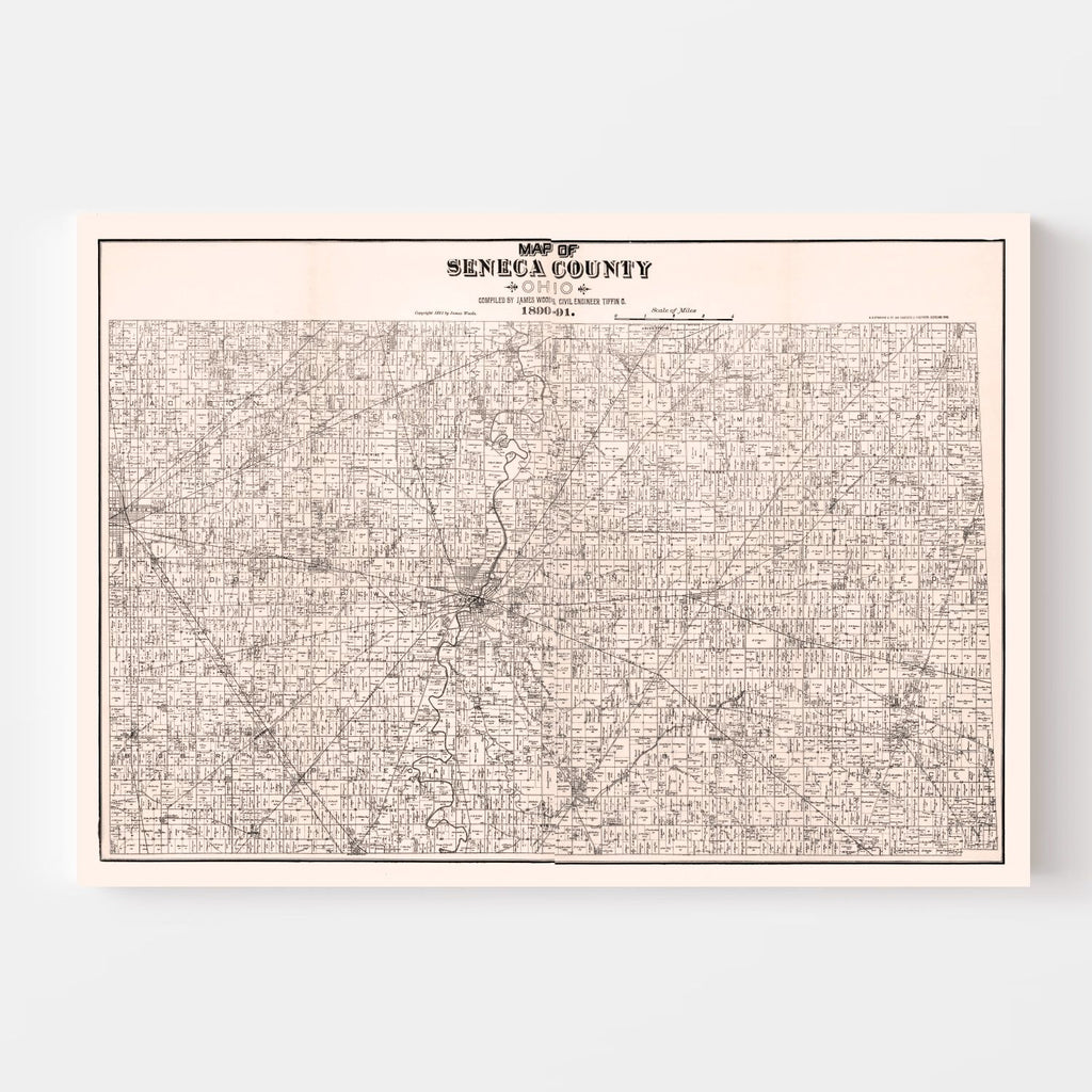 Vintage Map of Seneca County, Ohio 1891