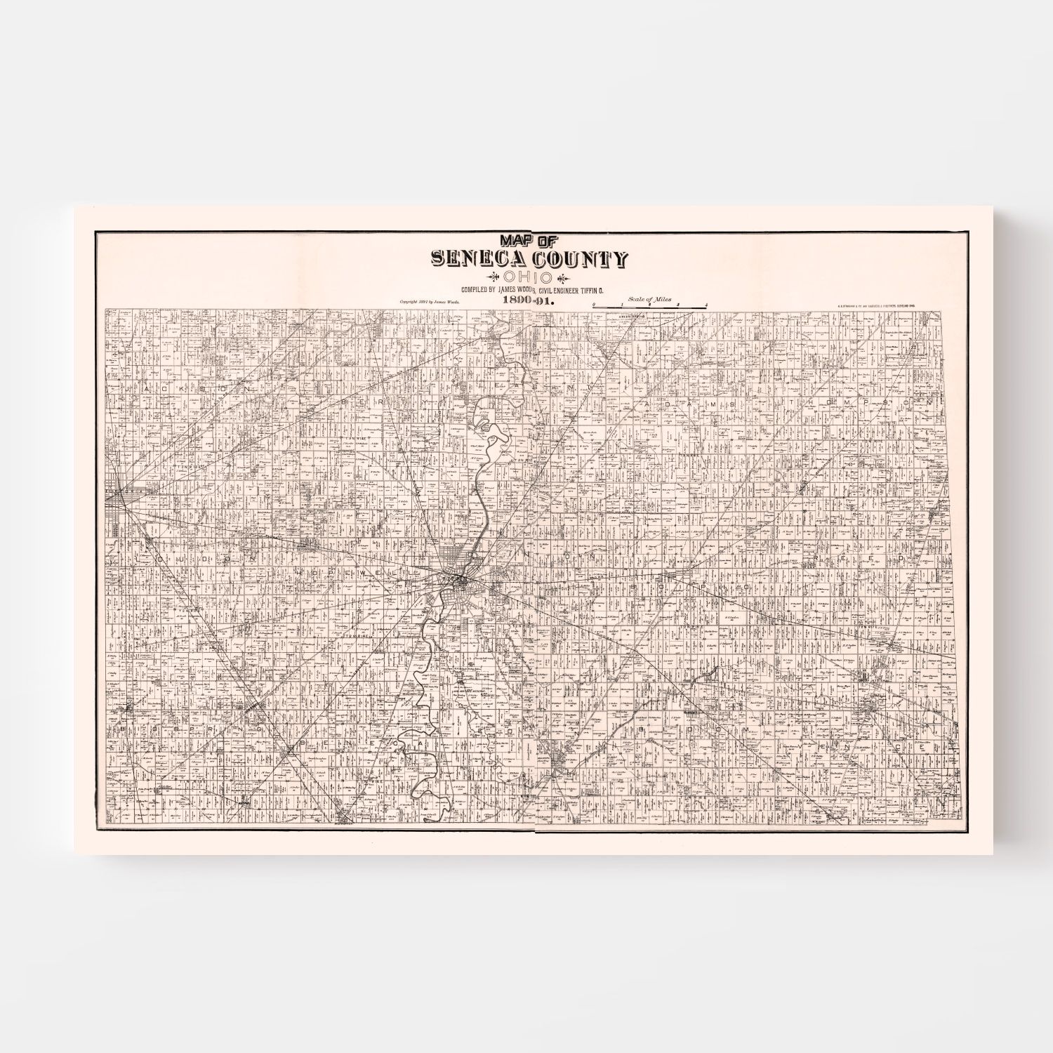 Vintage Map of Seneca County, Ohio 1891