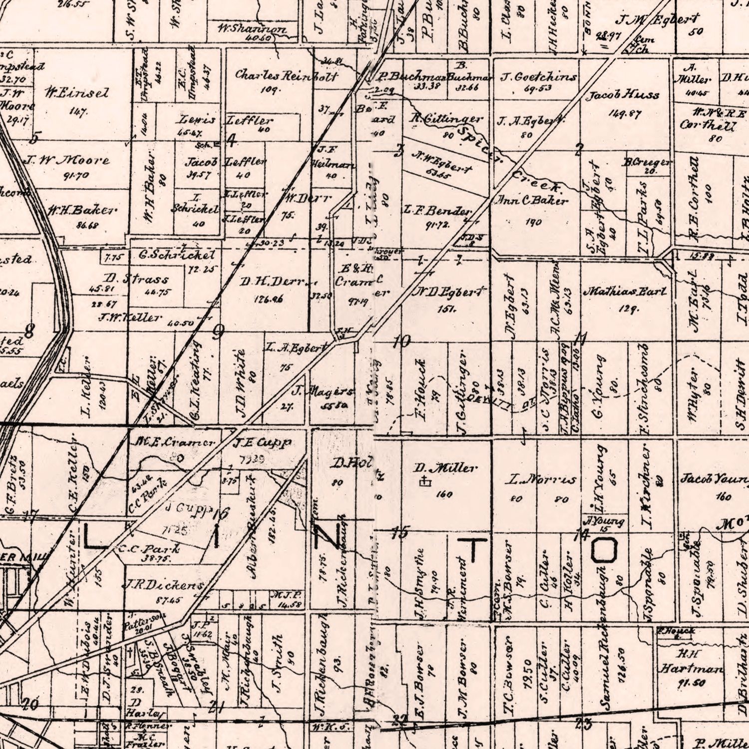 Vintage Map of Seneca County, Ohio 1891