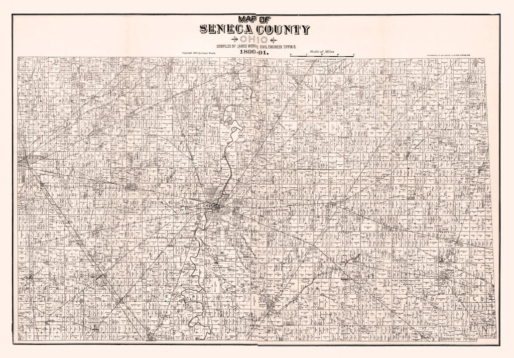Vintage Map of Seneca County, Ohio 1891