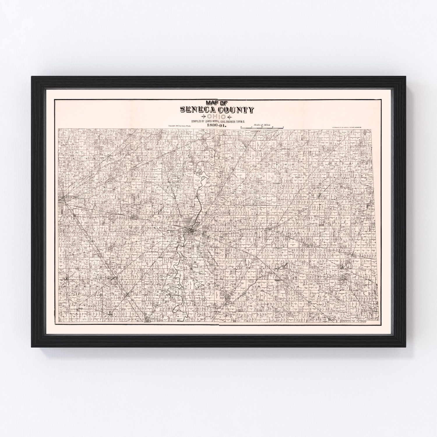 Vintage Map of Seneca County, Ohio 1891