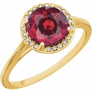 14K Yellow Gold Lab-Grown Ruby & .05 CTW Natural Diamond Ring