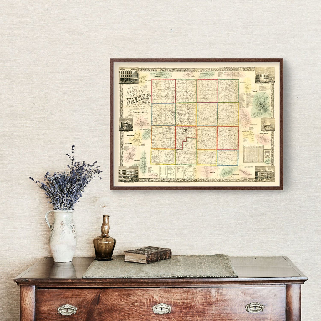 Vintage Map of Wayne County, Ohio 1856