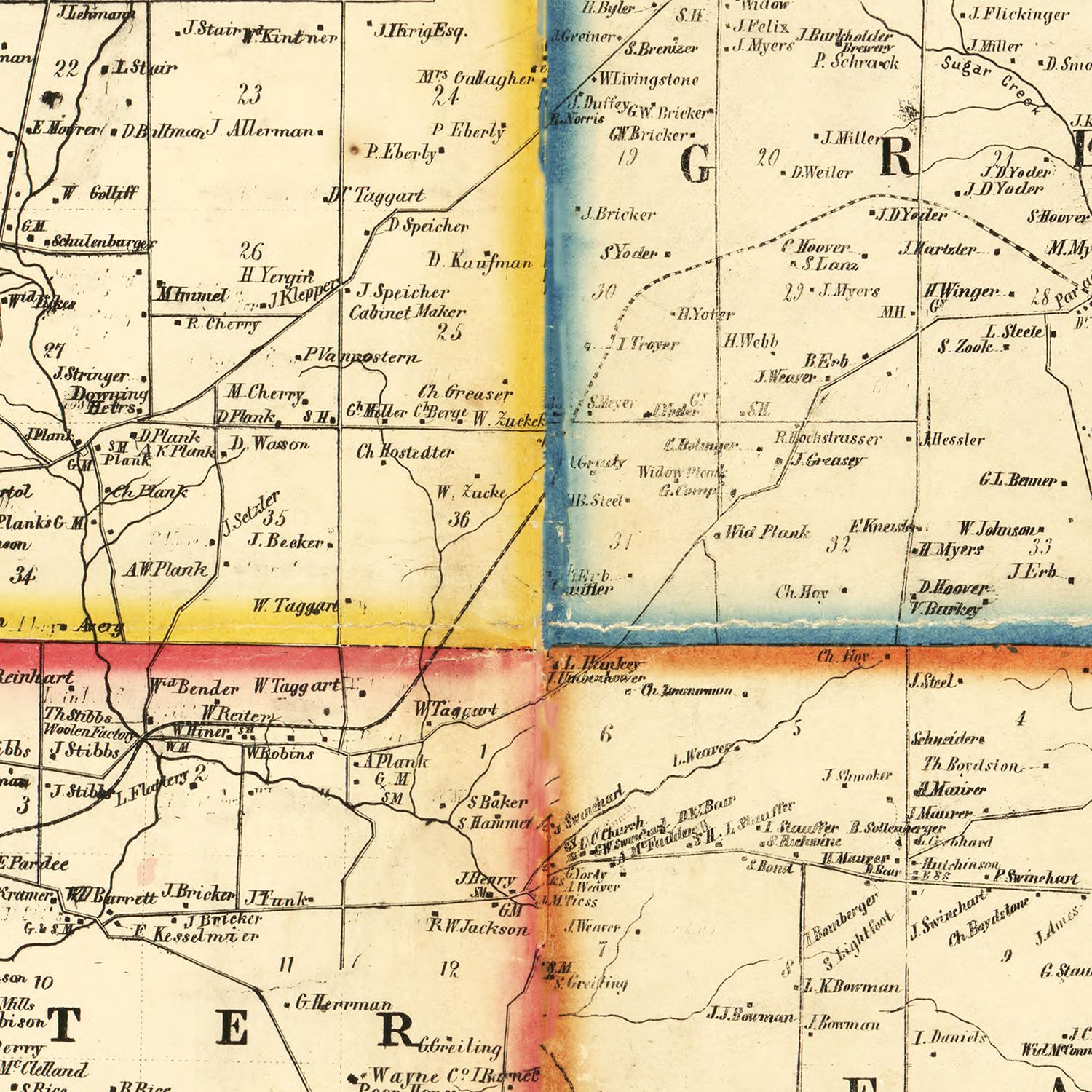 Vintage Map of Wayne County, Ohio 1856