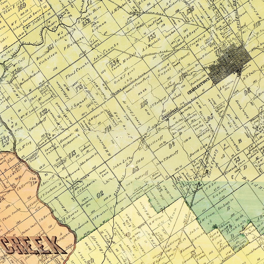Vintage Map of Clark County, Indiana 1875