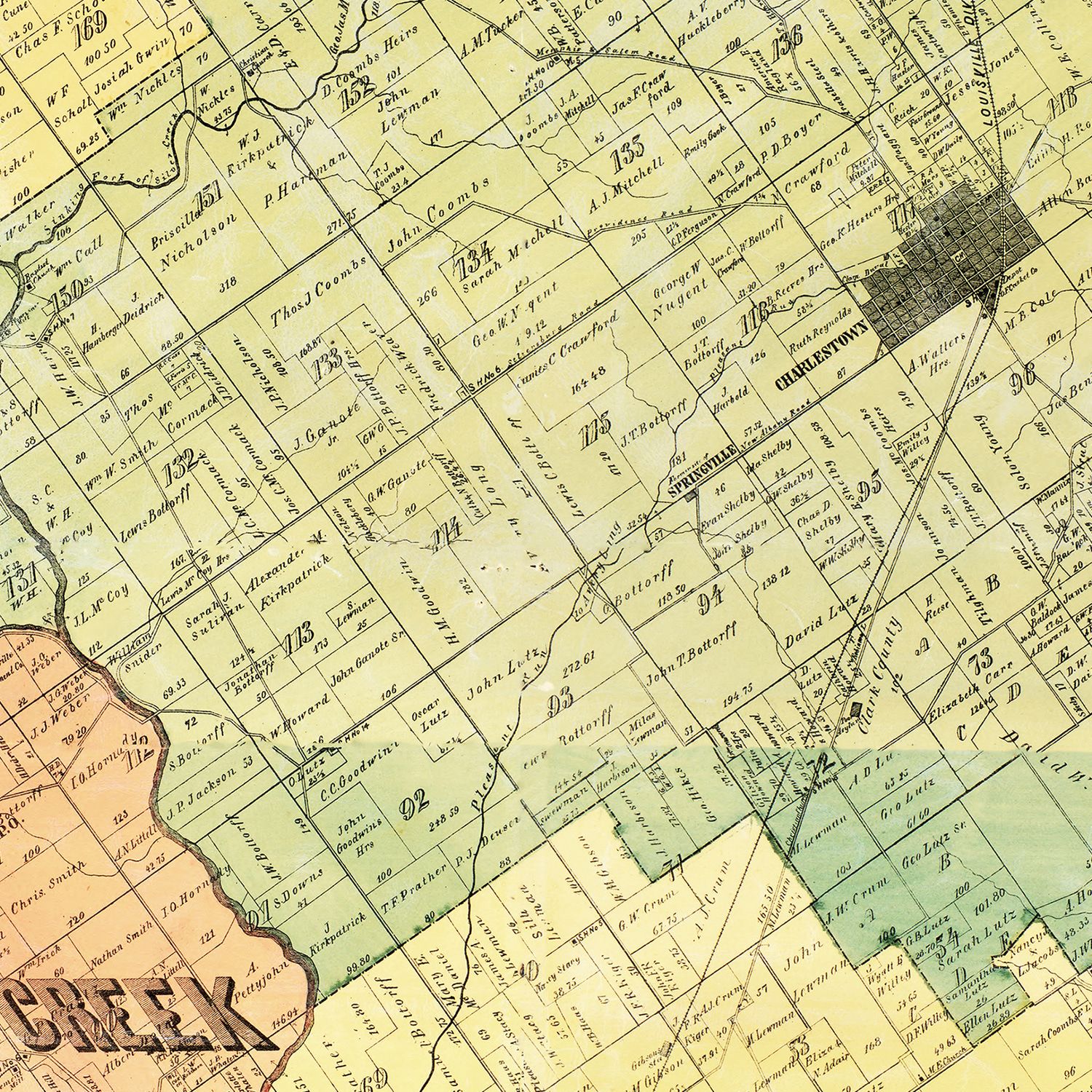 Vintage Map of Clark County, Indiana 1875