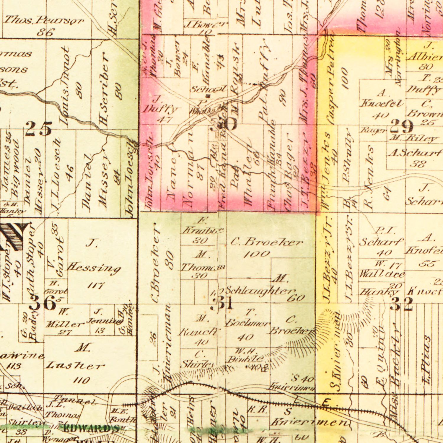 Vintage Map of Floyd County, Indiana 1882