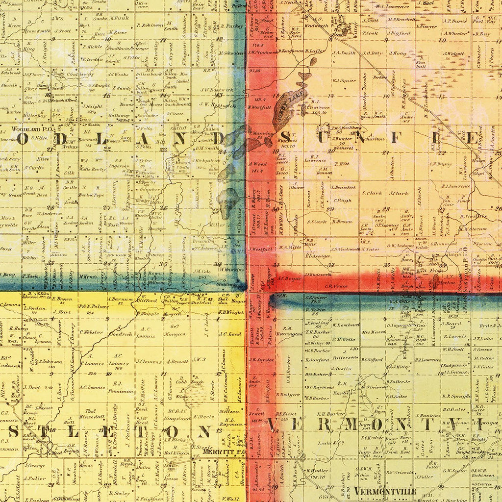 Vintage Map of Eaton County, Michigan 1860