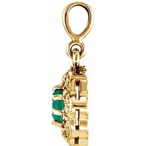 14K White Gold Natural Emerald & .06 CTW Natural Diamond Pendant
