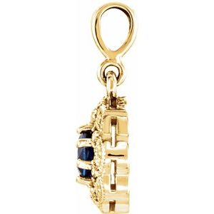 14K Yellow Gold Natural Blue Sapphire & .06 CTW Natural Diamond Pendant