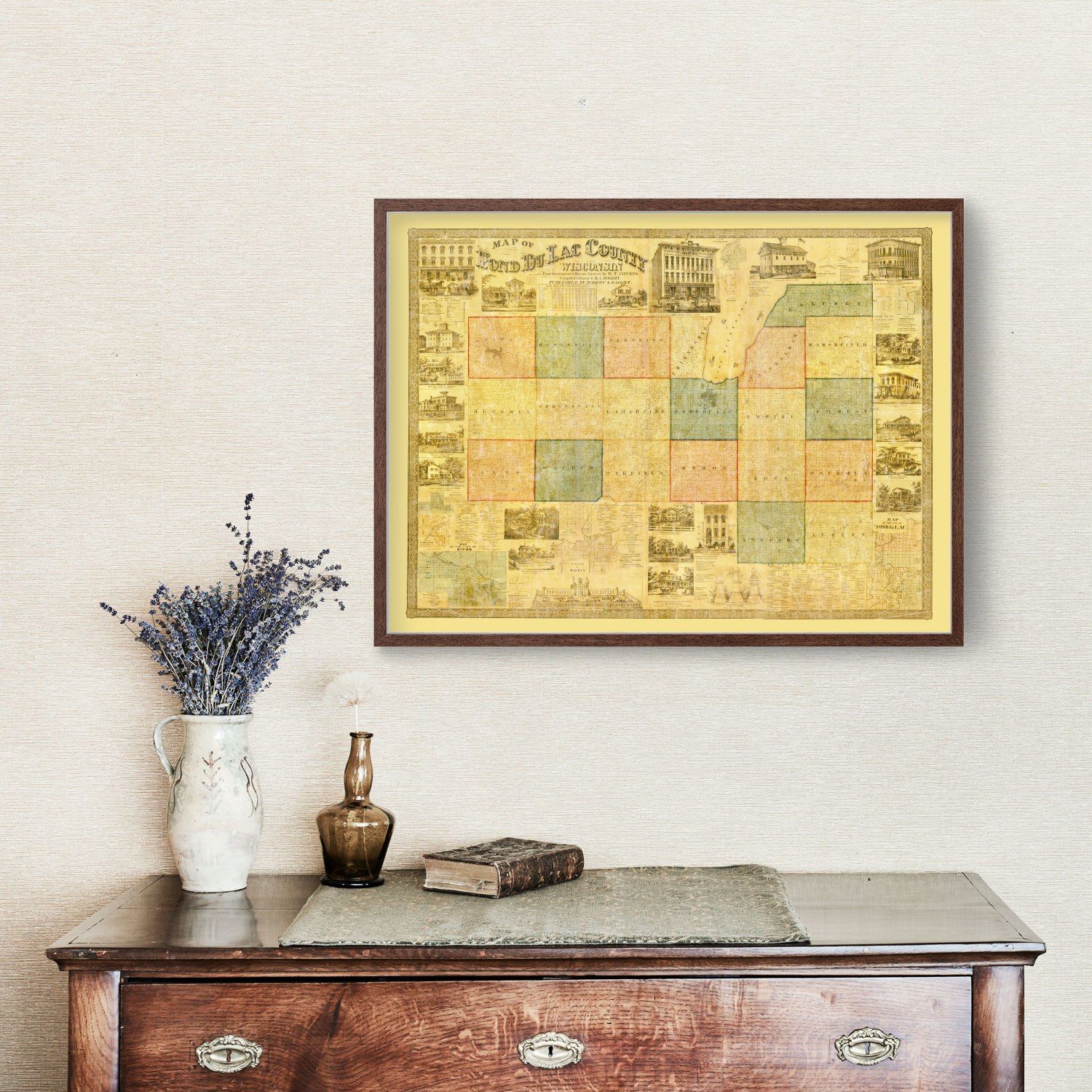 Vintage Map of Fond du Lac County, Wisconsin 1858