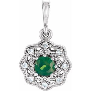 Platinum Natural Ruby & .06 CTW Natural Diamond Halo-Style Pendant
