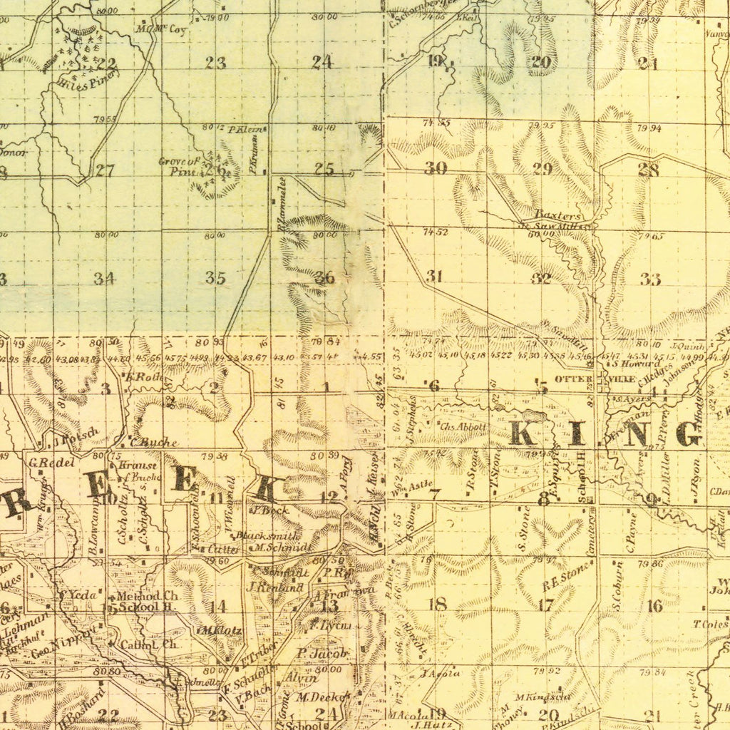 Vintage Map of Sauk County, Wisconsin 1859