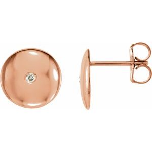 14K Rose Gold  .03 CTW Natural Diamond Domed Earrings