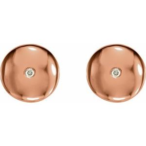 14K Rose Gold  .03 CTW Natural Diamond Domed Earrings – image 2