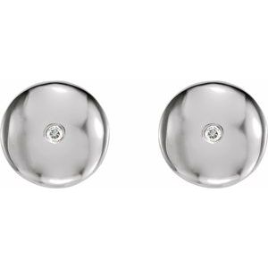 Platinum  .03 CTW Natural Diamond Domed Earrings – image 2
