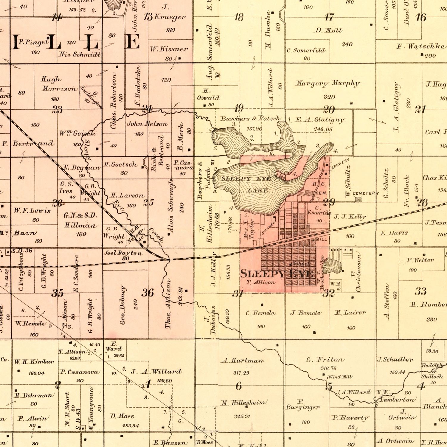 Vintage Map of Brown County, Minnesota 1886