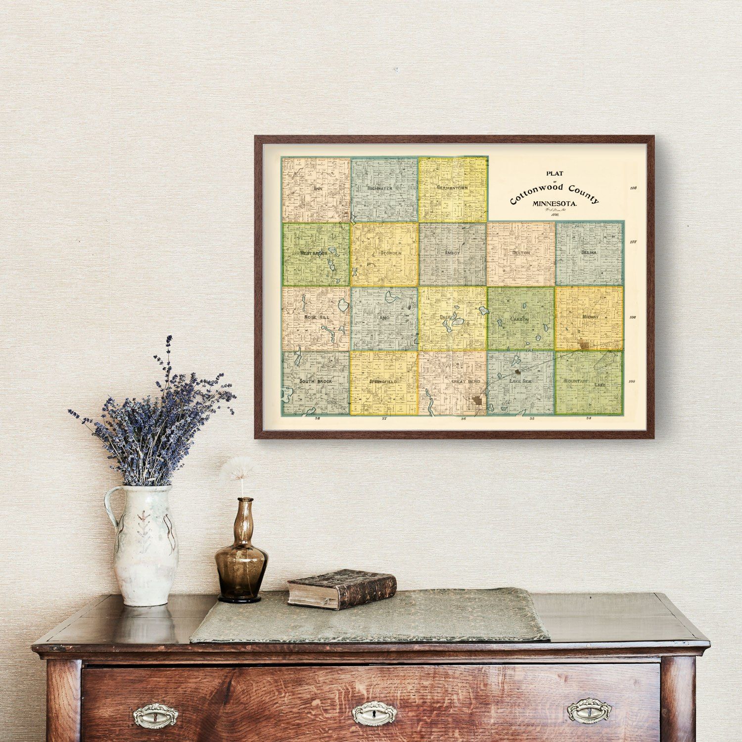 Vintage Map of Cottonwood County, Minnesota 1898