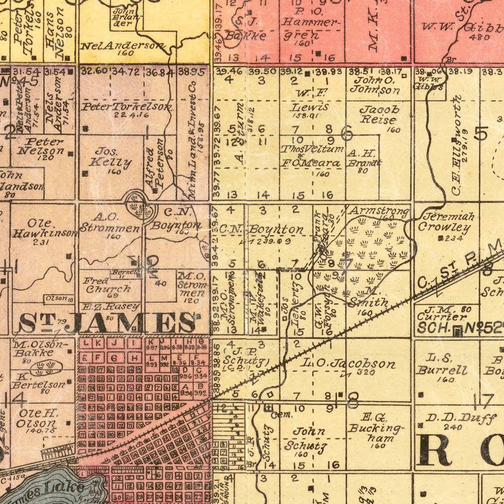 Vintage Map of Watonwan County, Minnesota 1898
