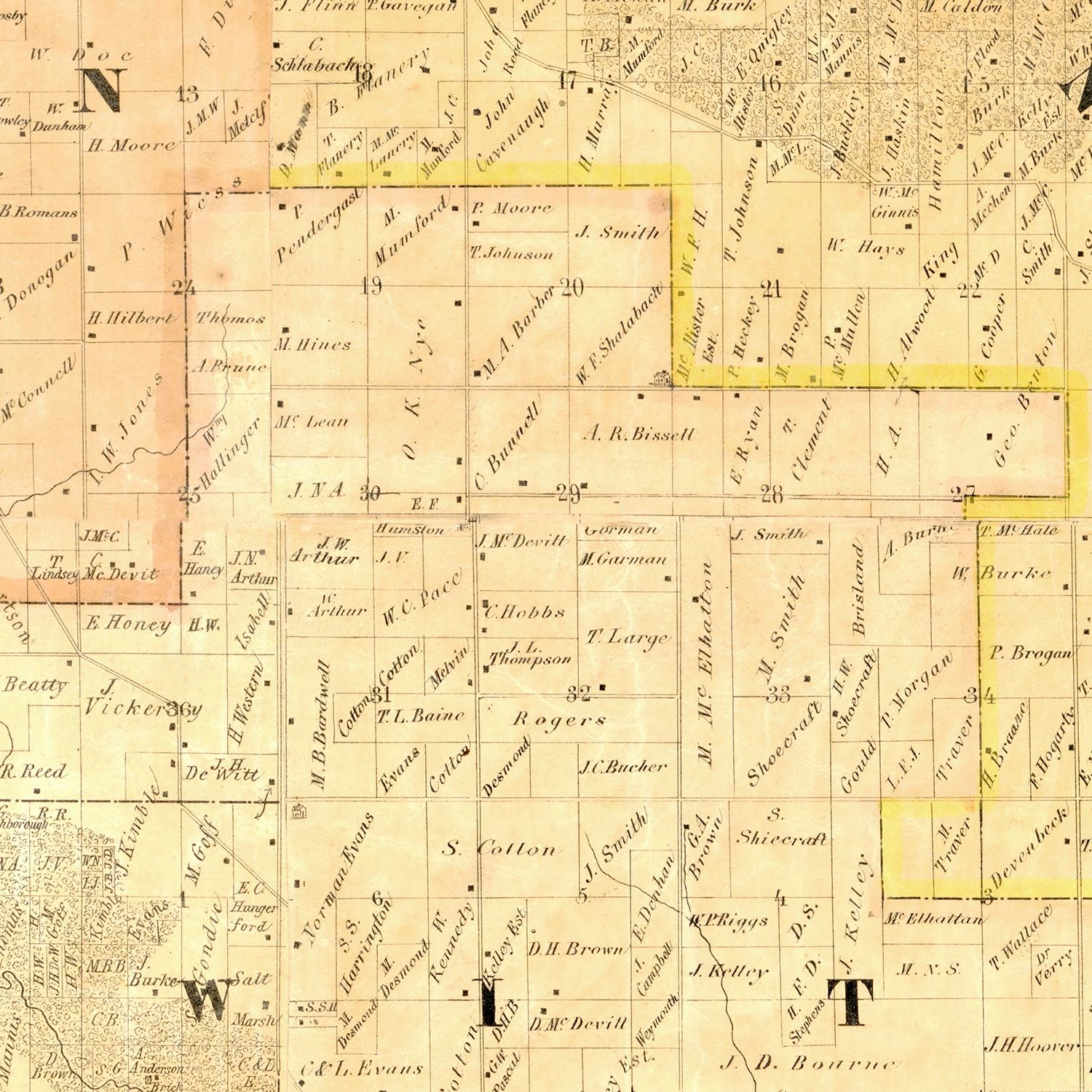 Vintage Map of Clinton County, Iowa 1865