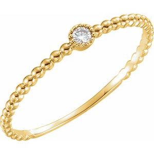 14K Yellow Gold .03 CTW Natural Diamond Beaded Bezel-Set Ring