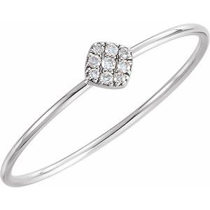 14K White Gold 1/8 CTW Natural Diamond Petite Cluster Ring