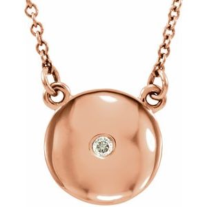 14K Rose Gold .02 CTW Natural Diamond Domed 16 1/2" Necklace