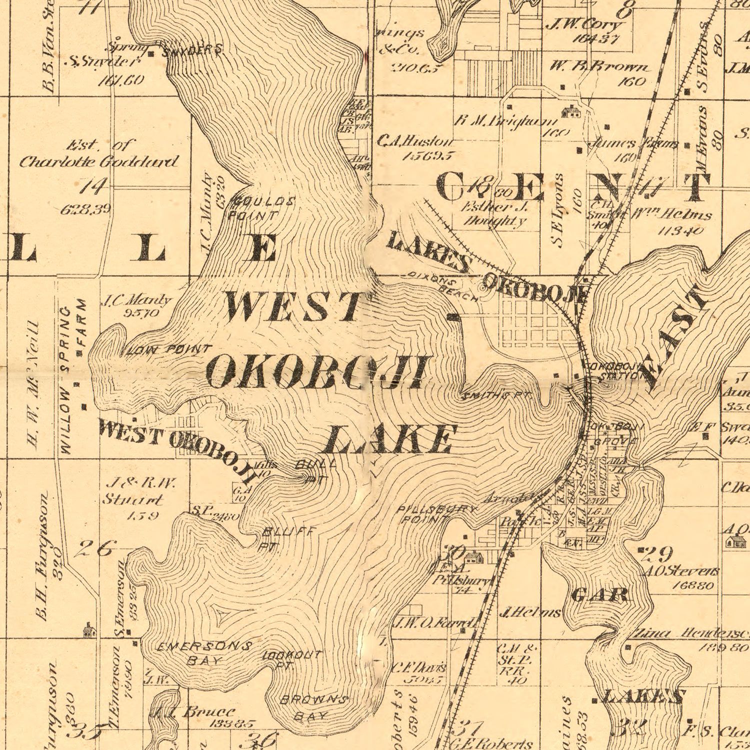 Vintage Map of Dickinson County, Iowa 1883