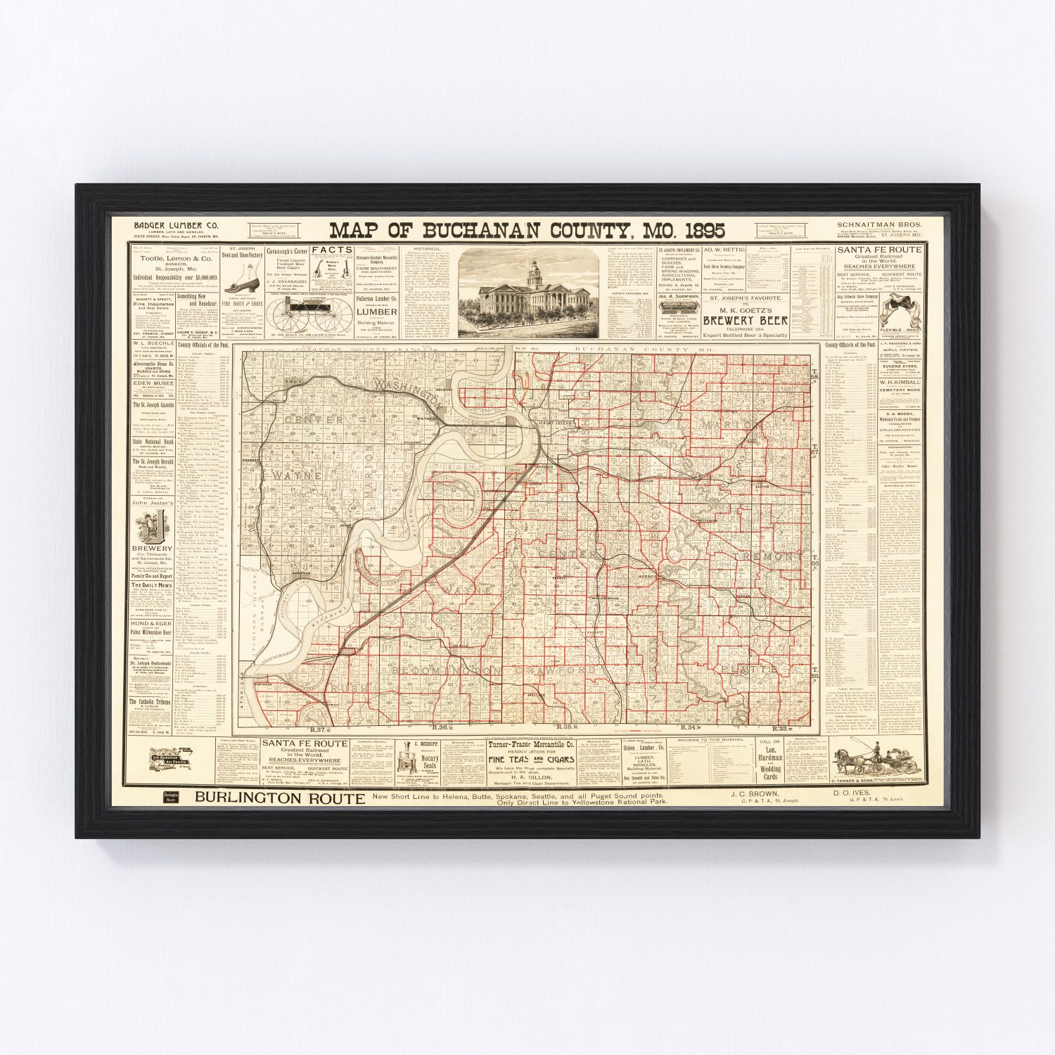 Vintage Map of Buchanan County, Iowa 1895