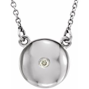14K White Gold .02 CTW Natural Diamond Domed 16 1/2" Necklace