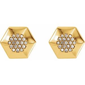 14K Yellow Gold 1/6 CTW Natural Diamond Geometric Earrings – image 2