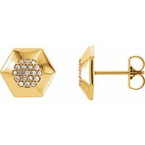 14K Yellow Gold 1/6 CTW Natural Diamond Geometric Earrings