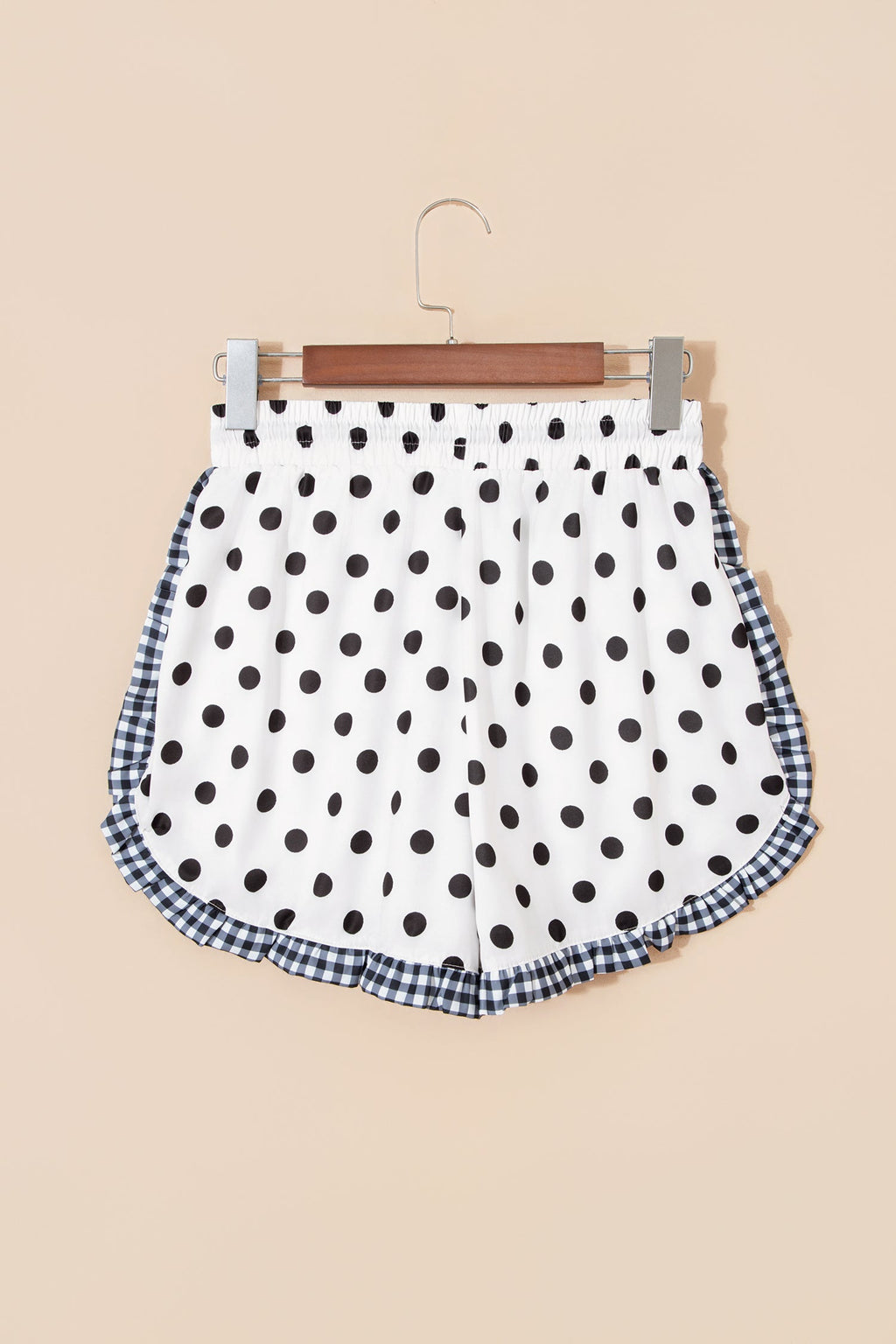 Polka Dot & Leopard Contrast Ruffle Trim Shorts