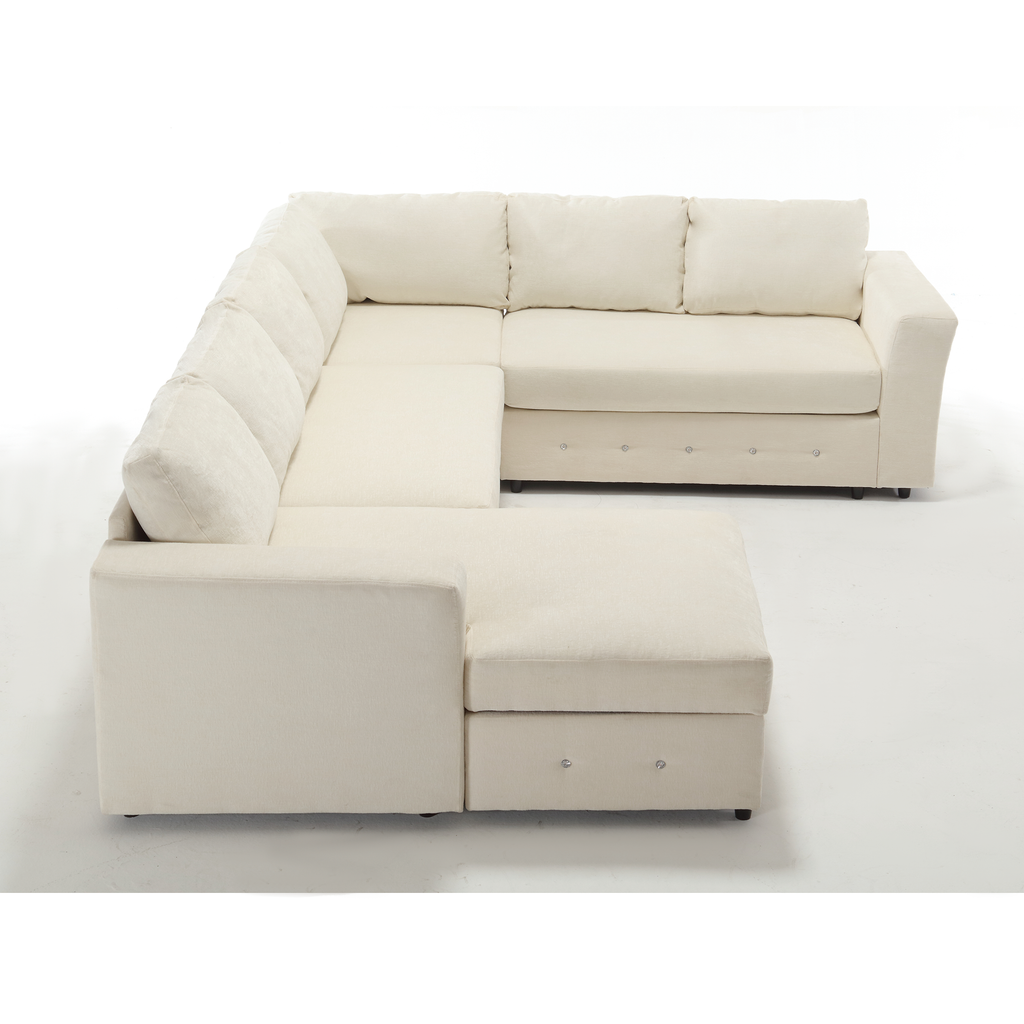 [NEW ARRIVED] [VIDEO PROVIDED]110.75' Sectional Sofa,Oversized modular sofa,Chaise Storage, Modern U Shaped  Couch , Upholstered Sofas,Chenille,Crystal button , Living Room, Apartment,  Beige