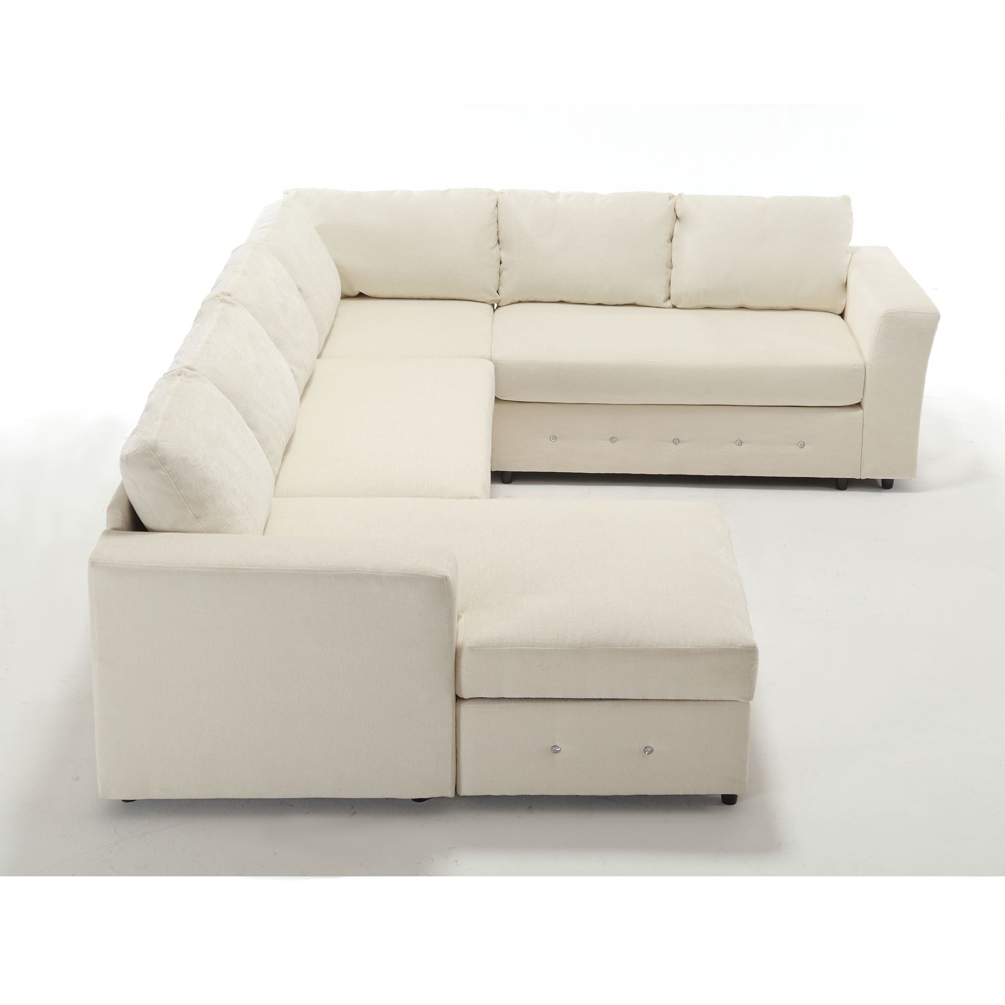 [NEW ARRIVED] [VIDEO PROVIDED]110.75' Sectional Sofa,Oversized modular sofa,Chaise Storage, Modern U Shaped  Couch , Upholstered Sofas,Chenille,Crystal button , Living Room, Apartment,  Beige
