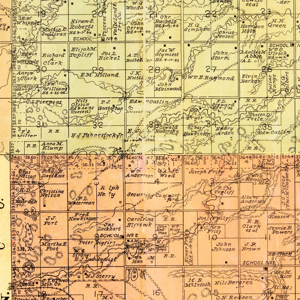 Vintage Map of Grant County, South Dakota 1899
