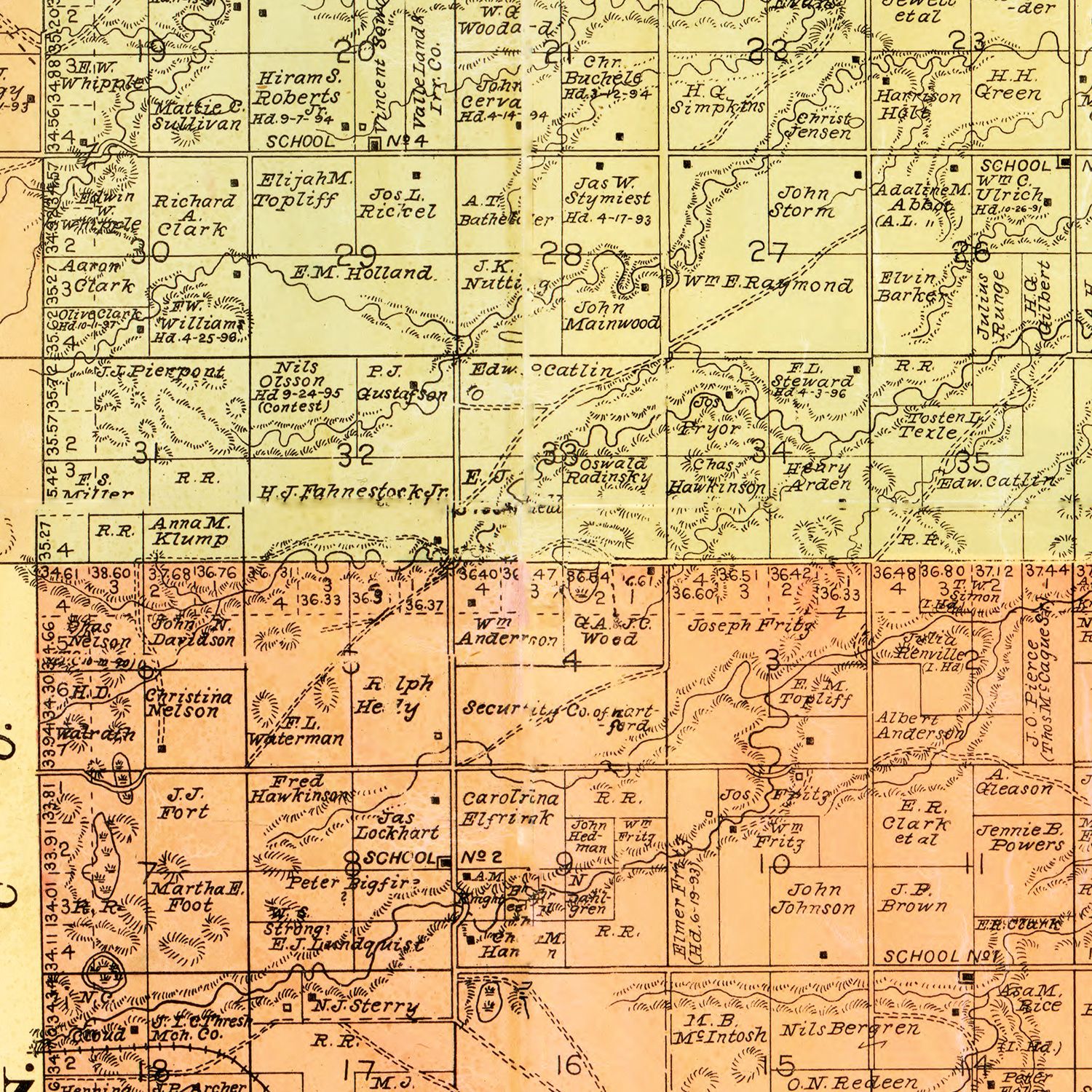 Vintage Map of Grant County, South Dakota 1899