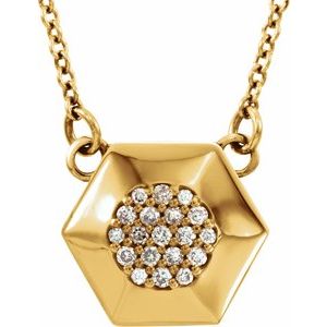 14K Yellow Gold .08 CTW Natural Diamond Geometric 16.5" Necklace