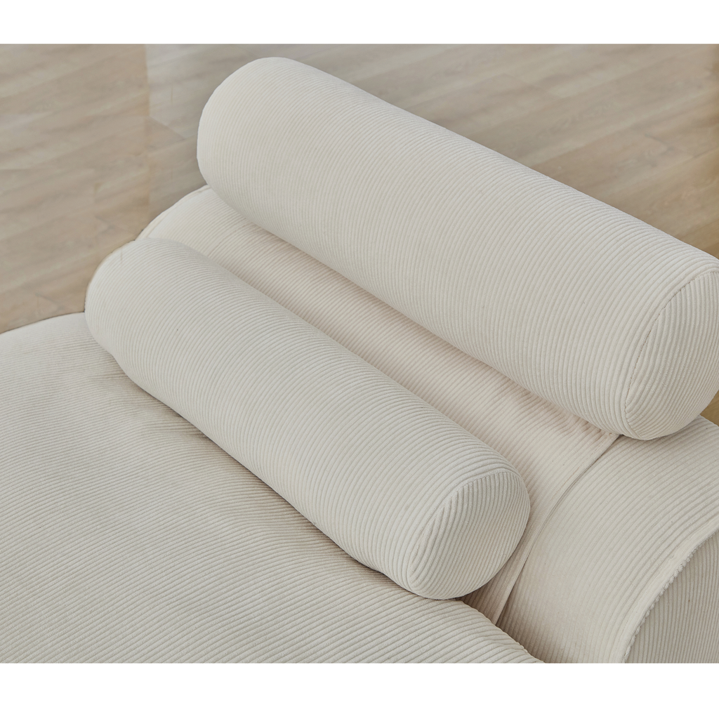 [NEW ARRIVED] [VIDEO PROVIDED]Modular Sofa,No Armrests,At will DIY,Soft Corduroy Fabric,Neck Pillow-Back Lounge Sofa Chair,Reading Nook, or Apartment Living, Lumbar Pillow,2 Seats,Upholstered,Beige