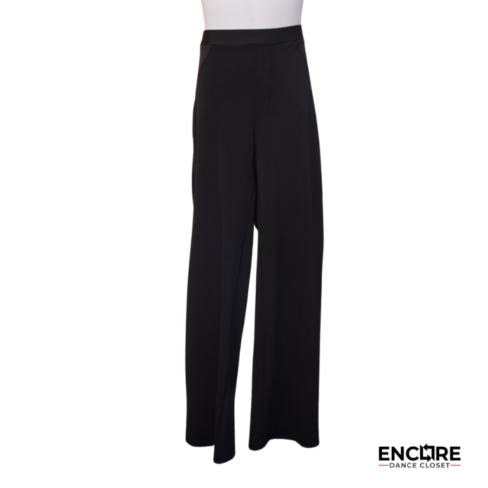 Black Straight-Leg Pants with Faux Pocket