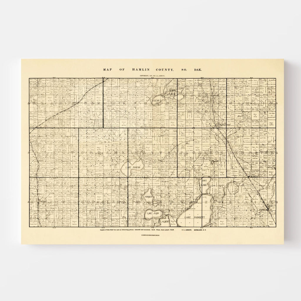 Vintage Map of Hamlin County, South Dakota 1897