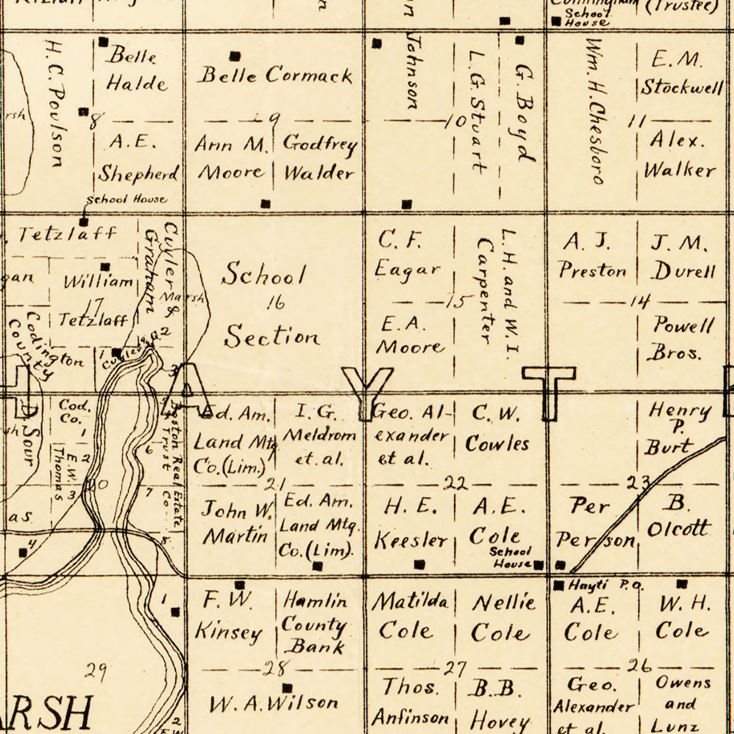 Vintage Map of Hamlin County, South Dakota 1897