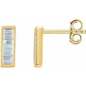 14K Yellow Gold 1/3 CTW Natural Diamond Baguette Bar Earrings
