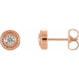 14K Rose Gold 1/5 CTW Natural Diamond Rope Earrings