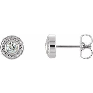 14K White Gold 1/5 CTW Natural Diamond Rope Earrings