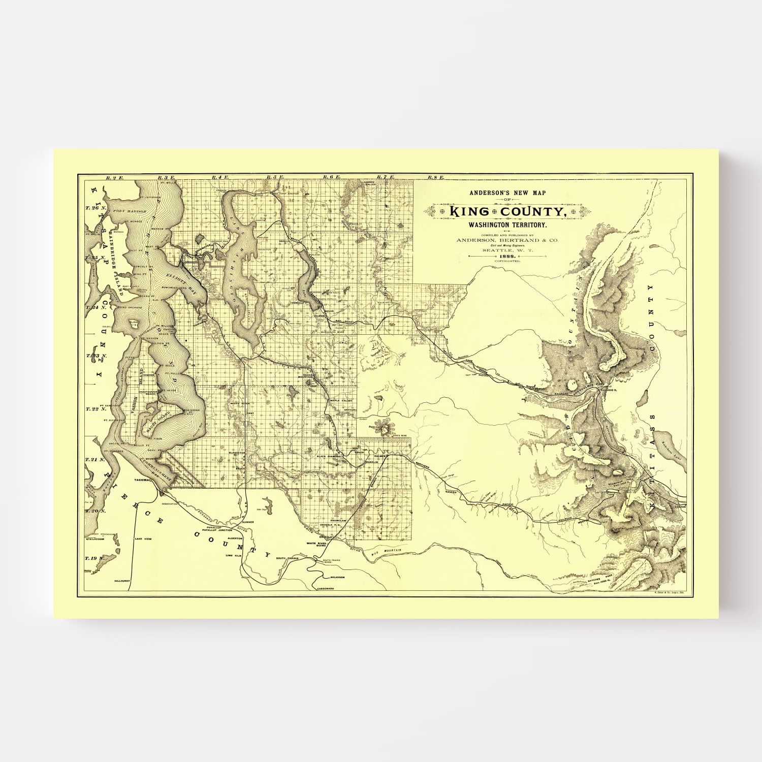 Vintage Map of King County, Washington 1888